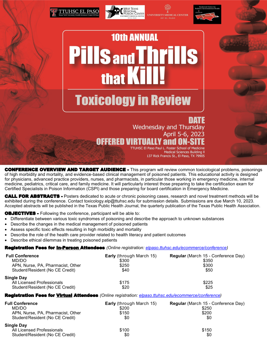 10th Annual Pills and Thrills That Kill Brochure