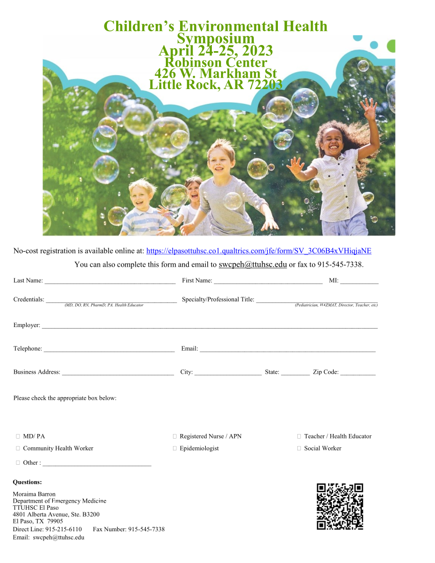Children's Environmental Health (CEH) Arkansas Brochure